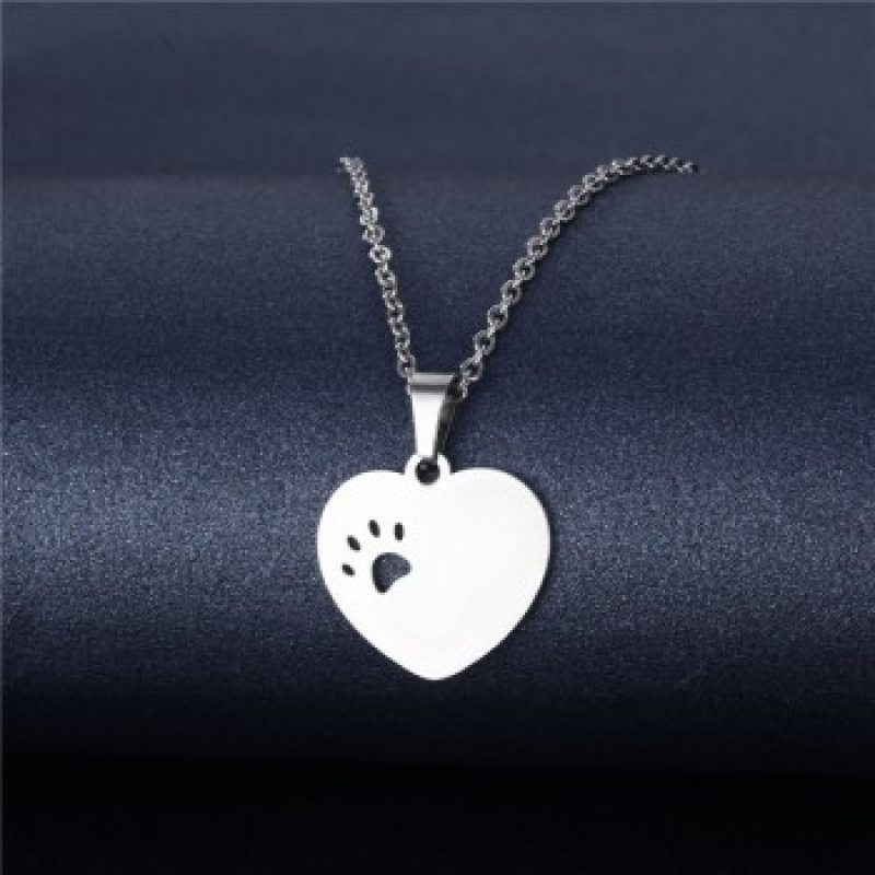 Ketting stainless steel: hart met pootafdruk